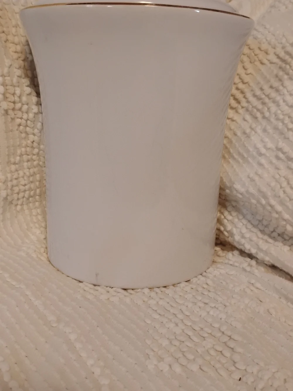 Gevalia White Ceramic Coffee Canister w/ Lid Gold Trim Kitchen Storage Jar